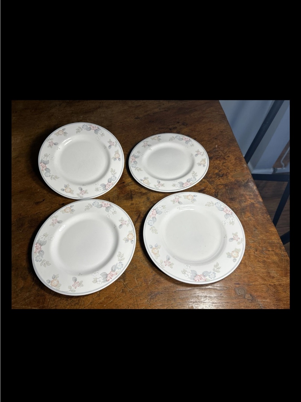 Pfaltzgraff Salad/Luncheon Plate 9" Set of 4 Plates Tea Rose Pattern Vintage